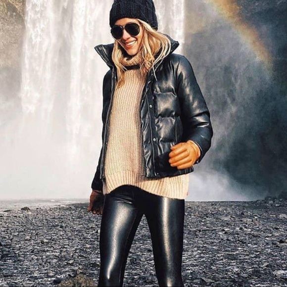 Abercrombie Faux Leather Puffer Jacket 